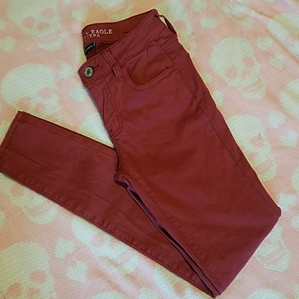 AE red jeggings